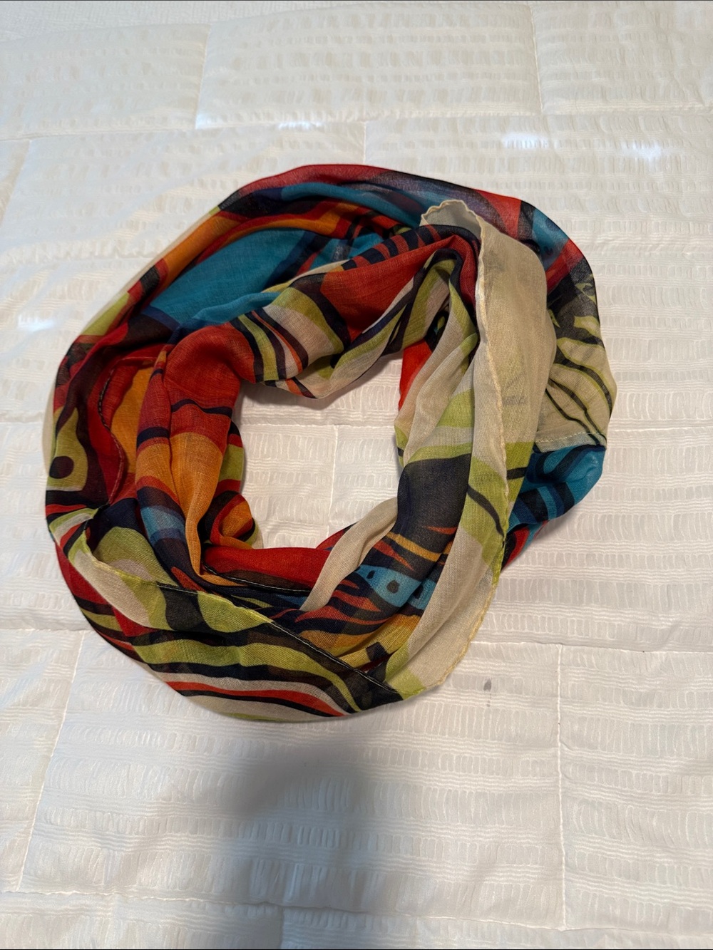 Multicolor Abstract Loop Scarf - Vibrant Infinity Wrap - Picture 2 of 4